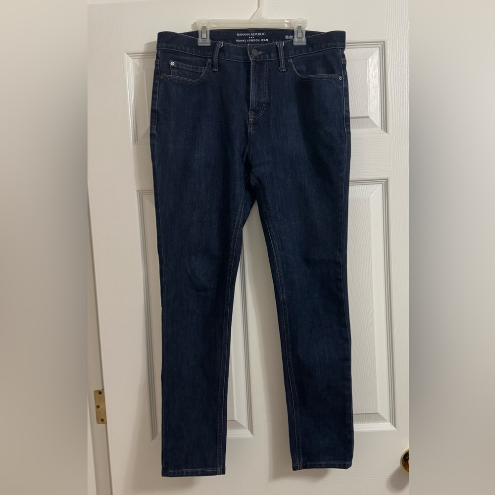 Banana Republic Men's Deep Indigo Travel Stretch Skinny Jeans